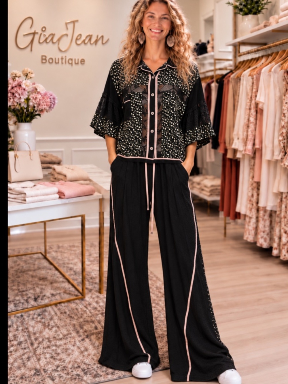 ❤️ POL “ JUDY “ POL RELAXED FIT 2 PIECE SET PANTS & TOP LOUNGE SET
